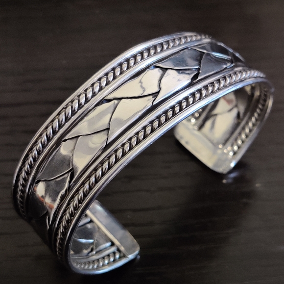 Massive Sterling Silver Braided Cuff Bracelet - Picture 10 of 16